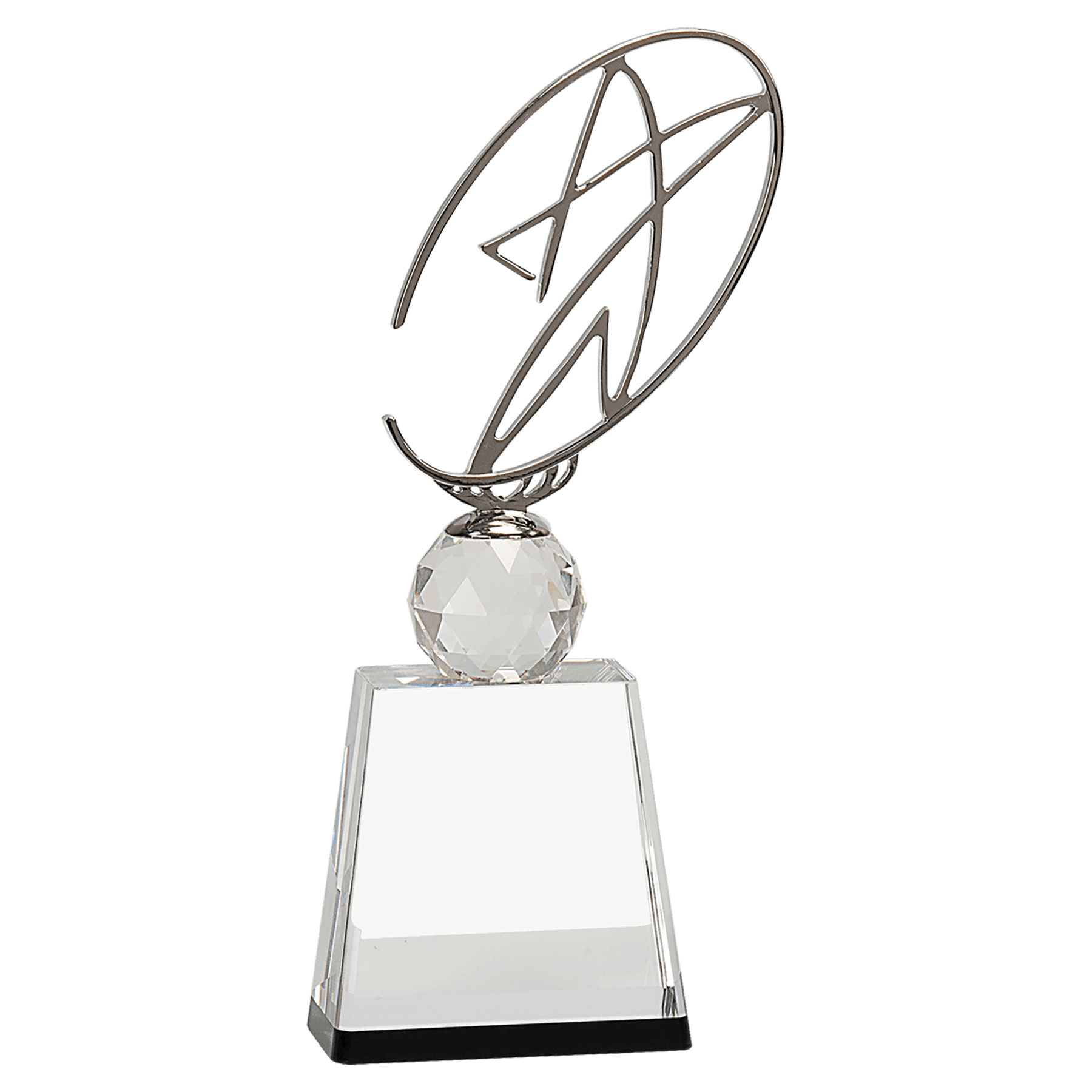 11" Clear/Black Crystal Award with Silver Metal Oval Star