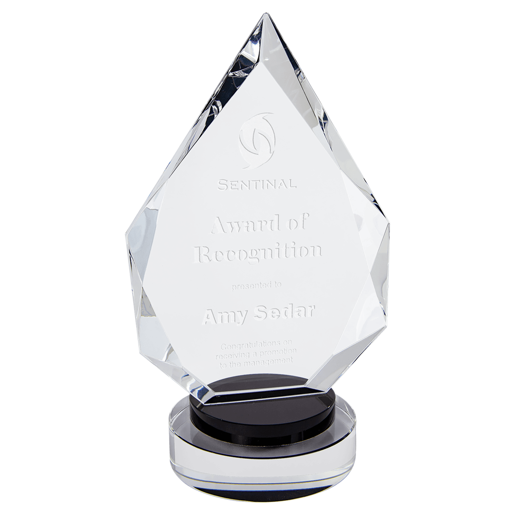 Black & Clear 8 1/4" Diamond Crystal on Round Base