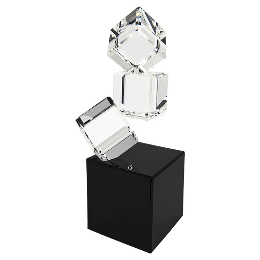 8" Triple Crystal Blocks on a Black Base