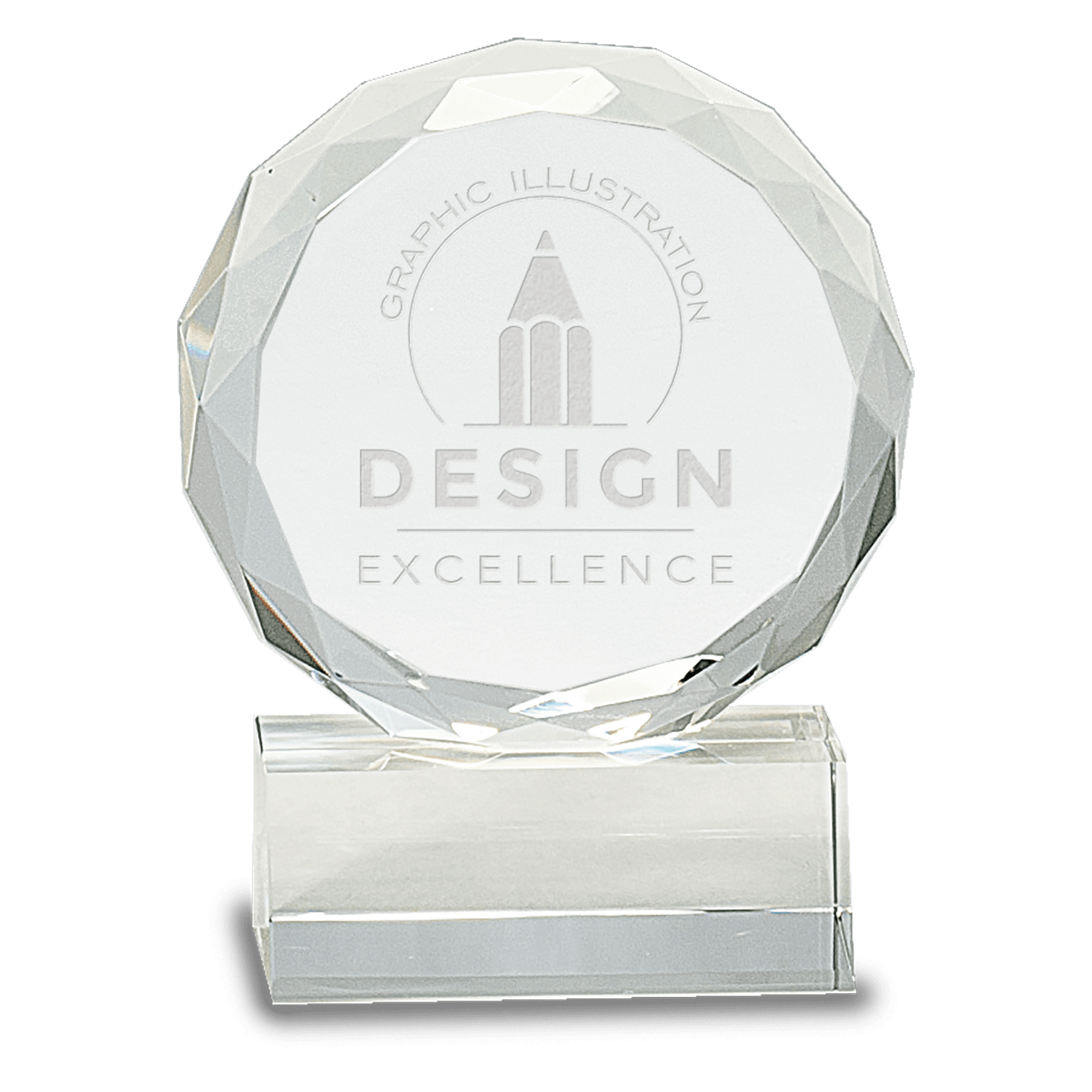 Clear 5" Round Facet Crystal on Pedestal Base