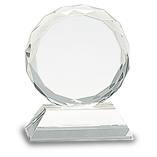 3" Round Facet Crystal on Clear Pedestal Base