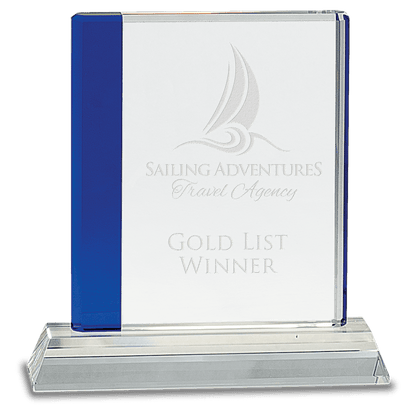 Blue Edge Crystal on Clear 7 1/4" Base