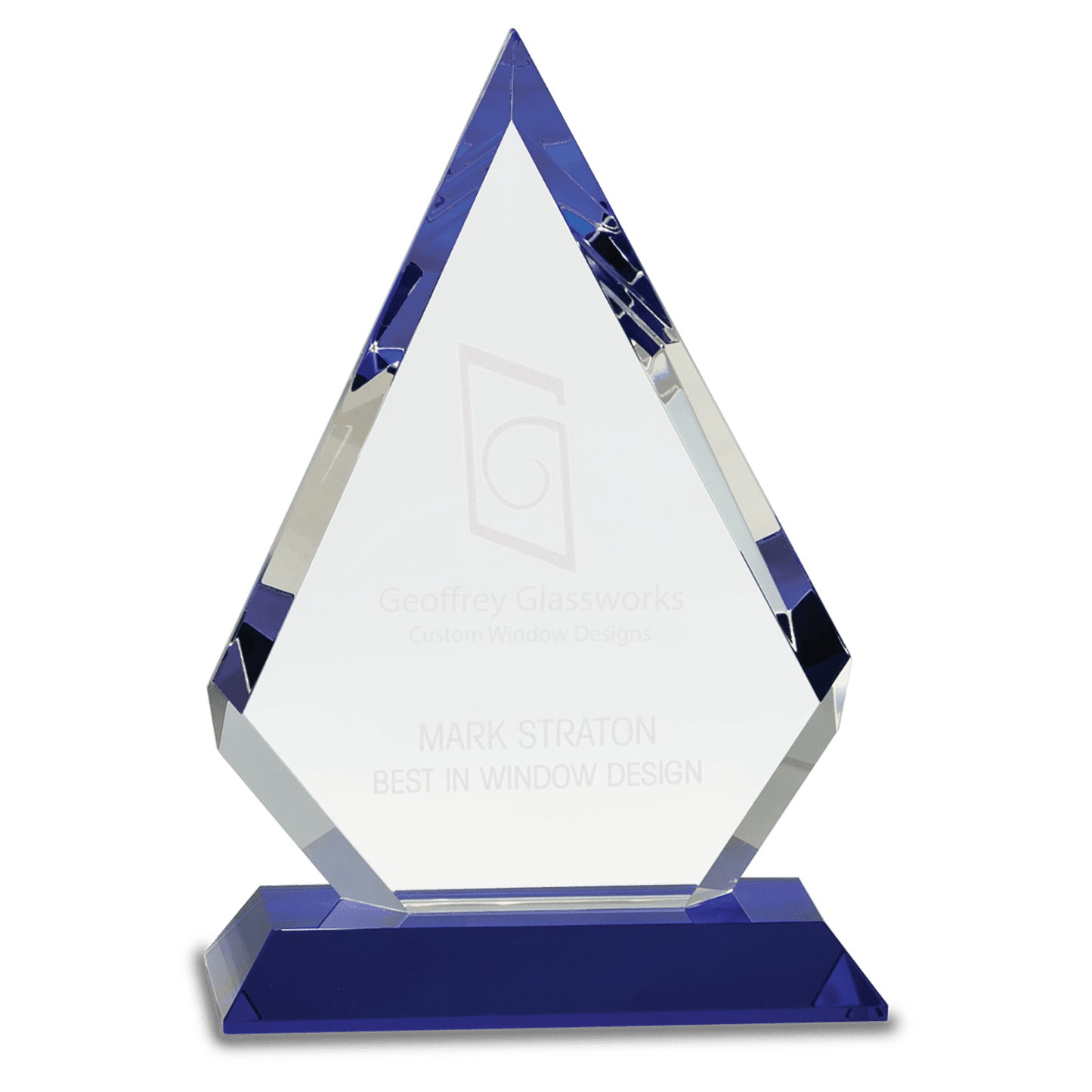 9" Clear Crystal Diamond on Blue Pedestal Base