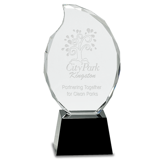 Clear Crystal Flame on Black 9 1/4" Pedestal Base