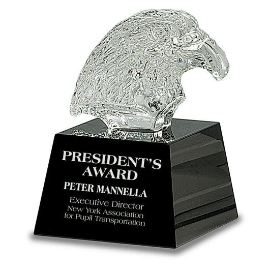 Clear Crystal Eagle Head on Black 5 3/4" Pedestal Base