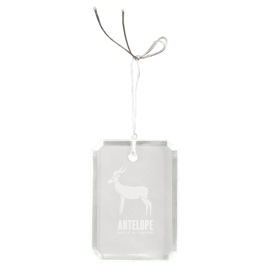 3" Crystal Rectangle Clipped Corner Ornament