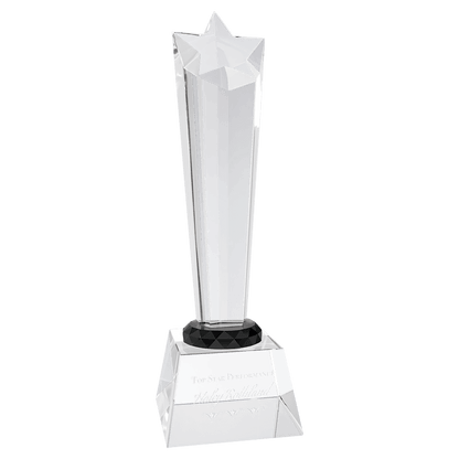 Clear 10" Crystal Rising Star with Base