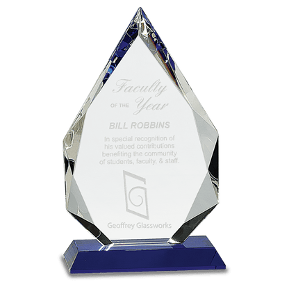 Blue 10" Diamond Crystal on Pedestal Base