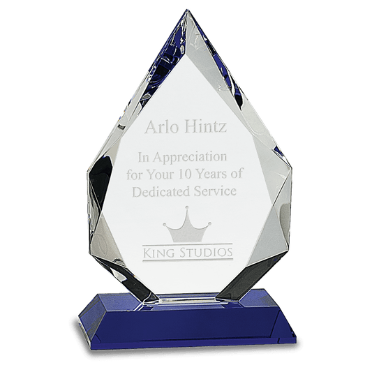 Blue 8" Diamond Crystal on Pedestal Base