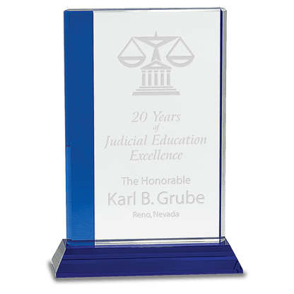 Blue Edge Crystal on Blue 6 1/2" x 9" Base