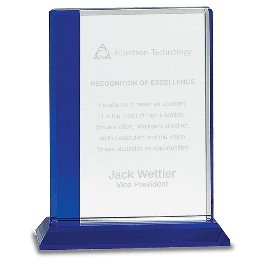 6 1/2" x 8" Blue Edge Crystal on Blue Base