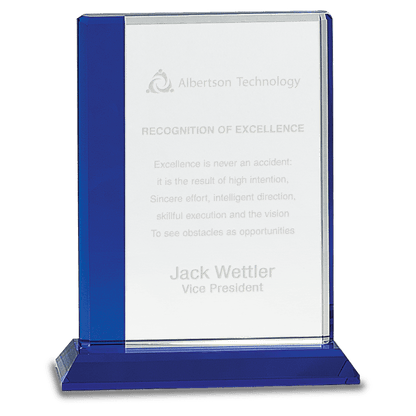 Blue Edge Crystal on Blue 6 1/2" x 8" Base