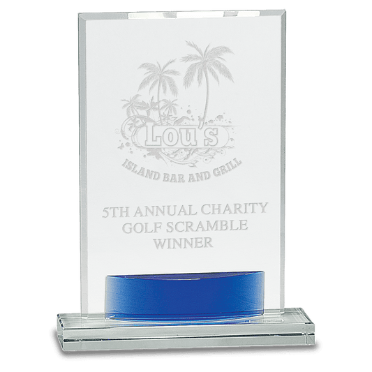 8 1/2" Crystal Rectangle with Blue Accent