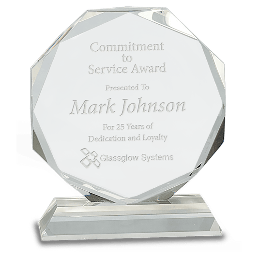 6" Clear Crystal Octagon on Clear Pedestal Base