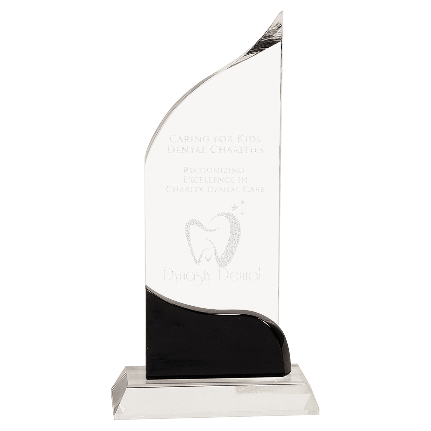 10" Clear Crystal Wave with Black Accent