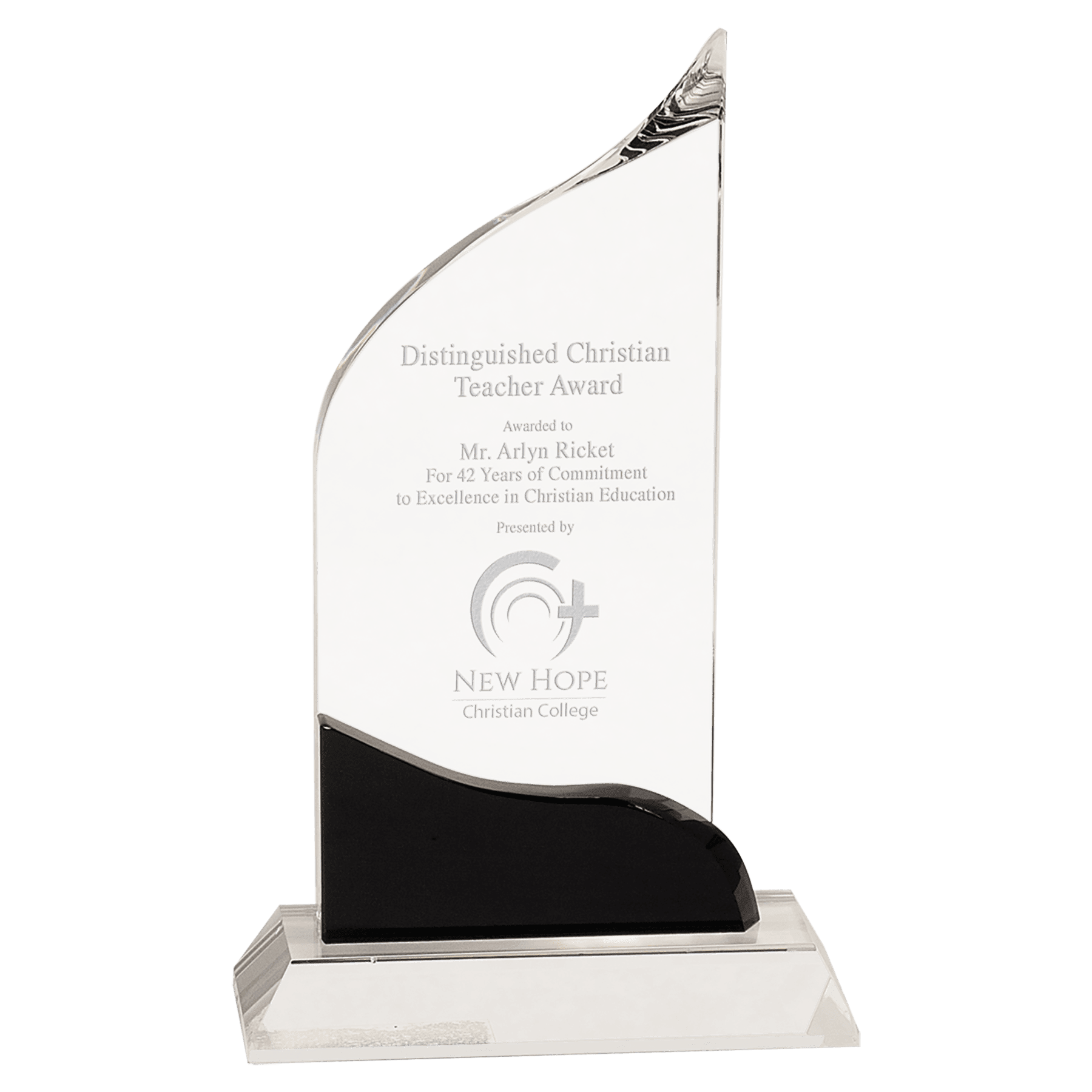 8 1/2" Clear Crystal Wave with Black Accent