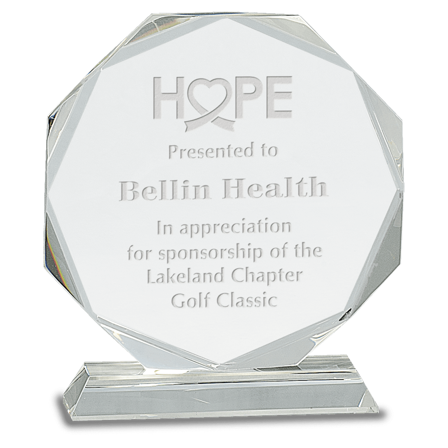 7 1/4" Clear Crystal Octagon on Clear Pedestal Base