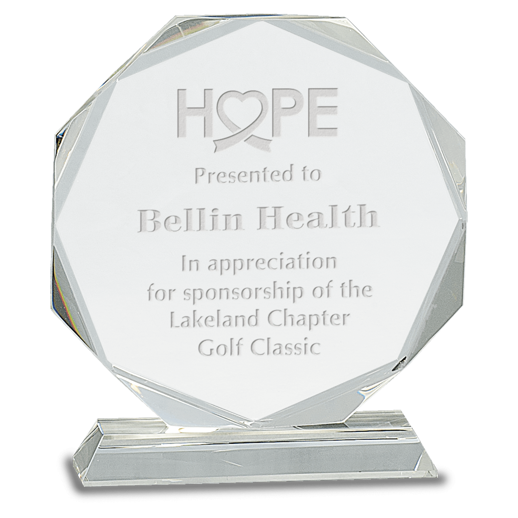 7 1/4" Clear Crystal Octagon on Clear Pedestal Base