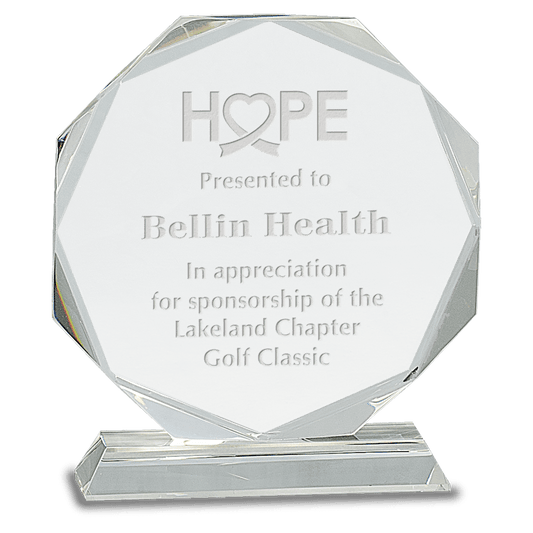 7 1/4" Clear Crystal Octagon on Clear Pedestal Base