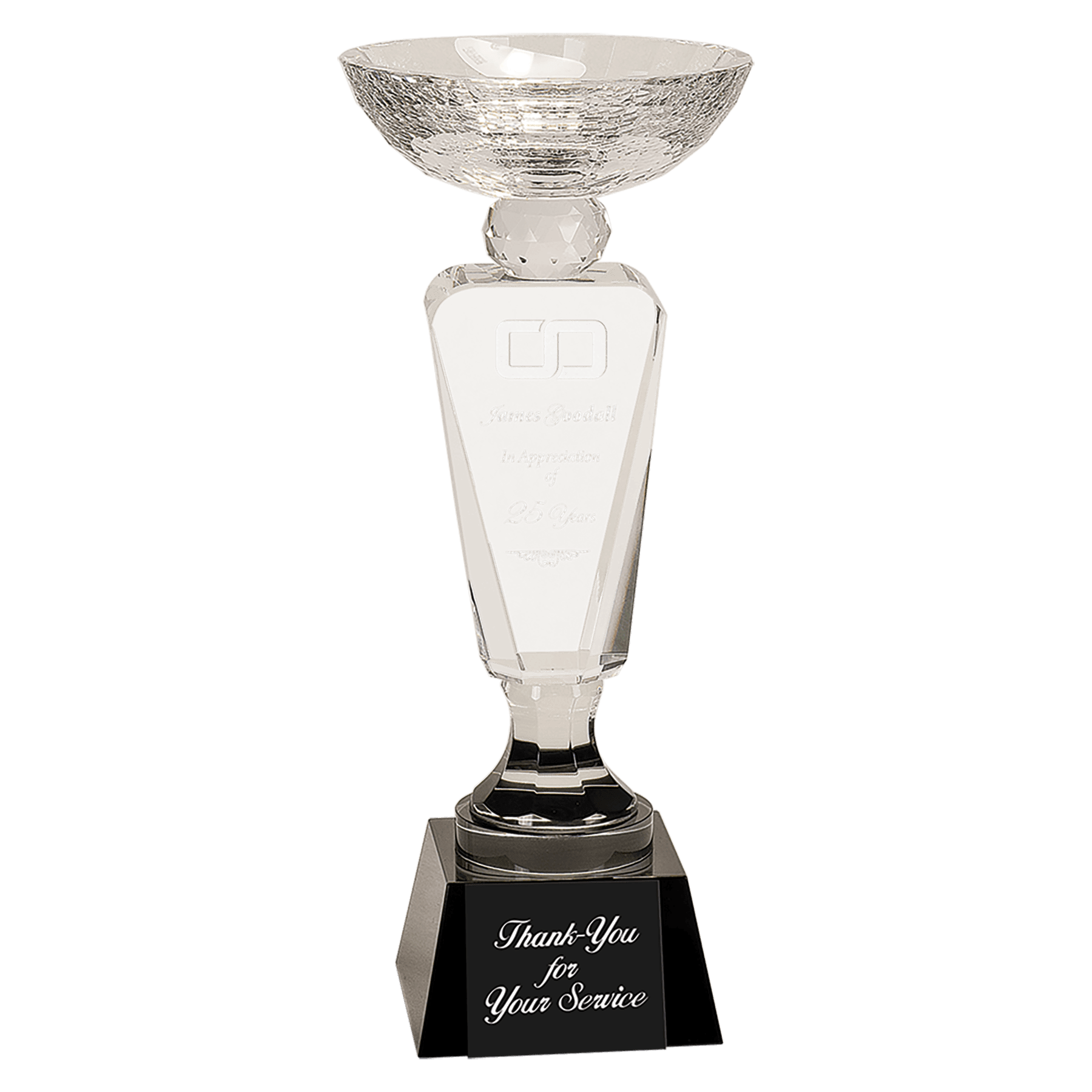 11" Clear Crystal Cup with Black Pedestal Base