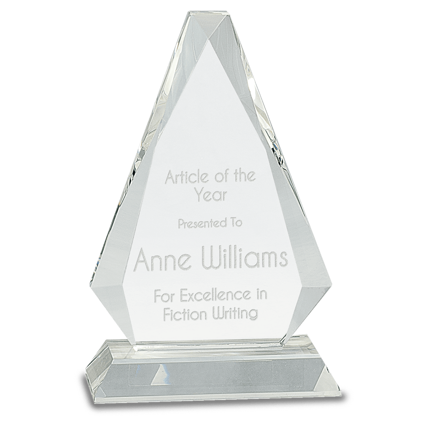 8" Clear Crystal Triangle on Clear Pedestal Base