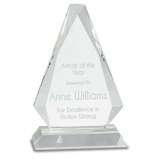 8" Clear Crystal Triangle on Clear Pedestal Base