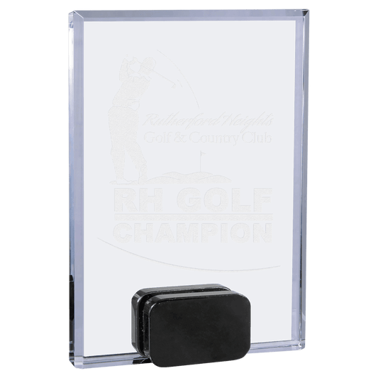 5" x 7" Crystal Rectangle with Black Crystal Base