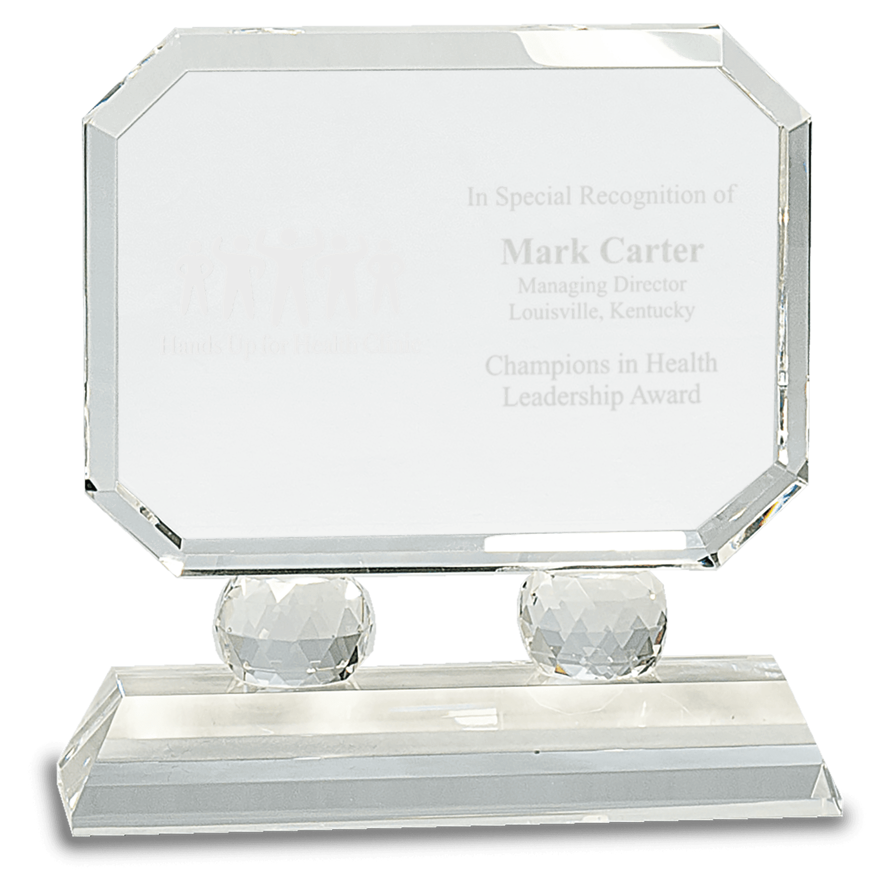 Clear 6" Rectangle Crystal on Pedestal Base