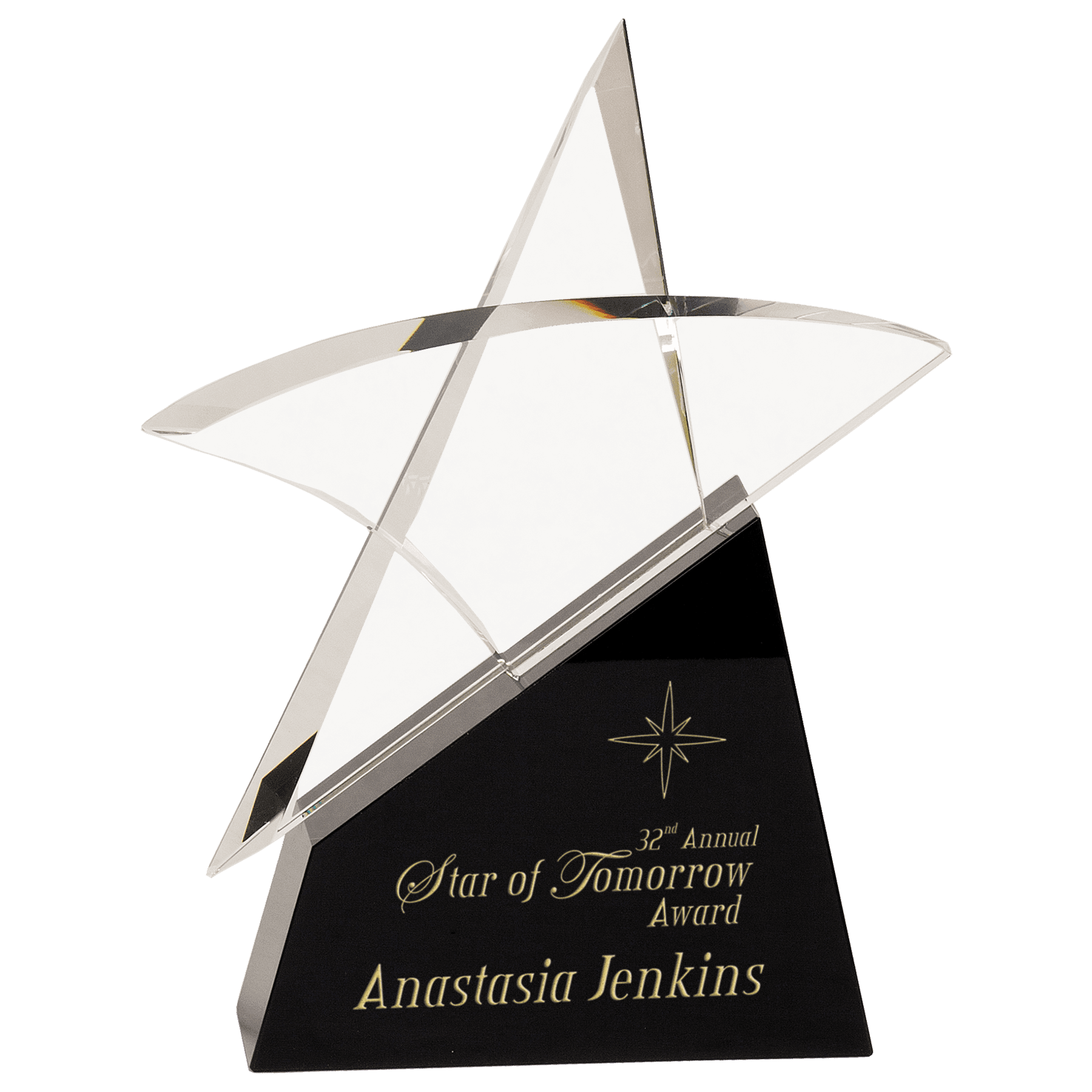 Clear Crystal Outline Star on Black 9 1/2" Base