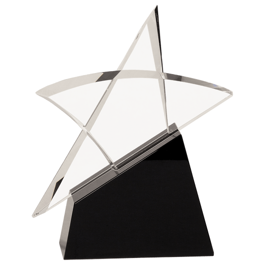 8 3/4" Clear Crystal Outline Star on Black Base
