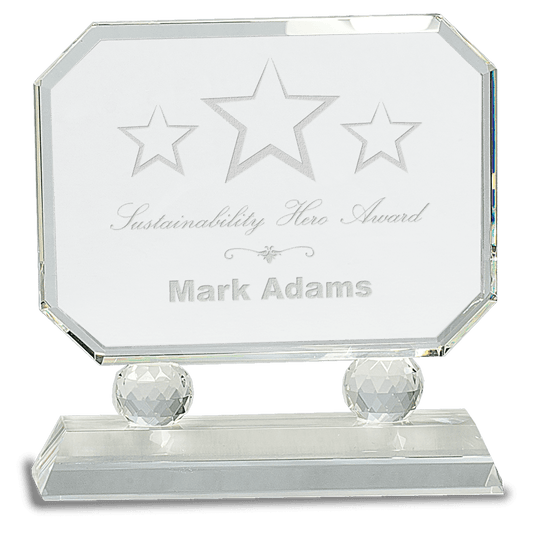 7" Rectangle Crystal on Clear Pedestal Base