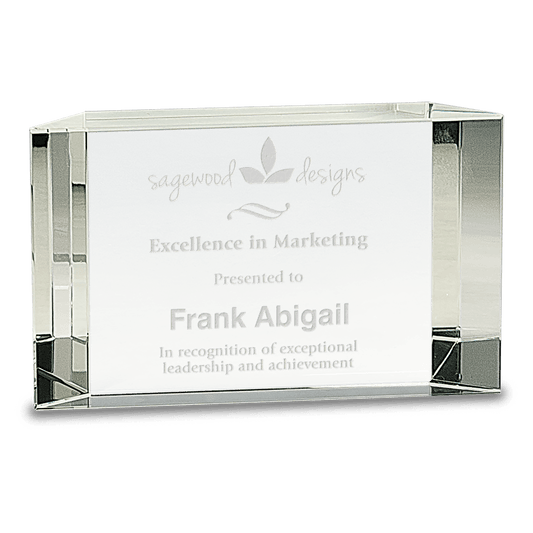 6" x 3 1/2" Clear Crystal Facet Block