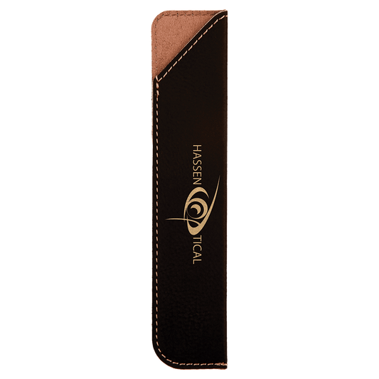 Black/Gold 6 1/4" Laserable Leatherette Pen Sleeve