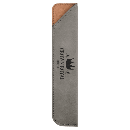 Gray 6 1/4" Laserable Leatherette Pen Sleeve