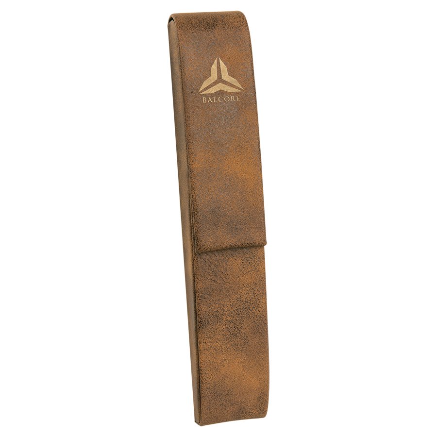 6 1/2" x 1" Rustic/Gold Laserable Leatherette Single Pen Case