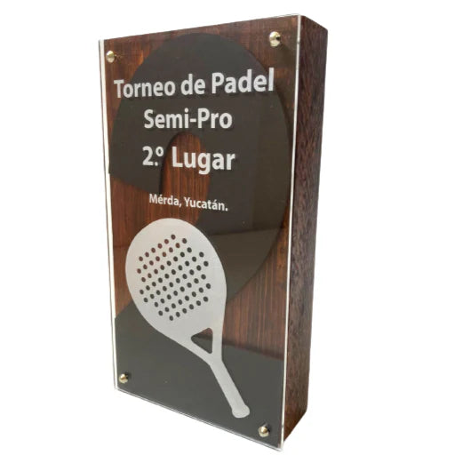 DEP980. Trofeo de Madera con Acrílico PADEL