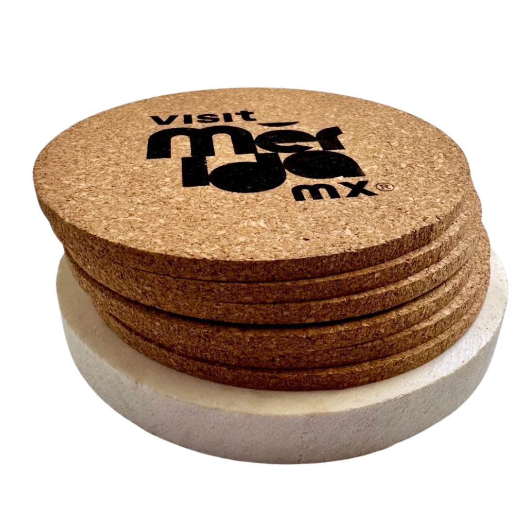 REG750. Set de posavasos artesanales con base de piedra.