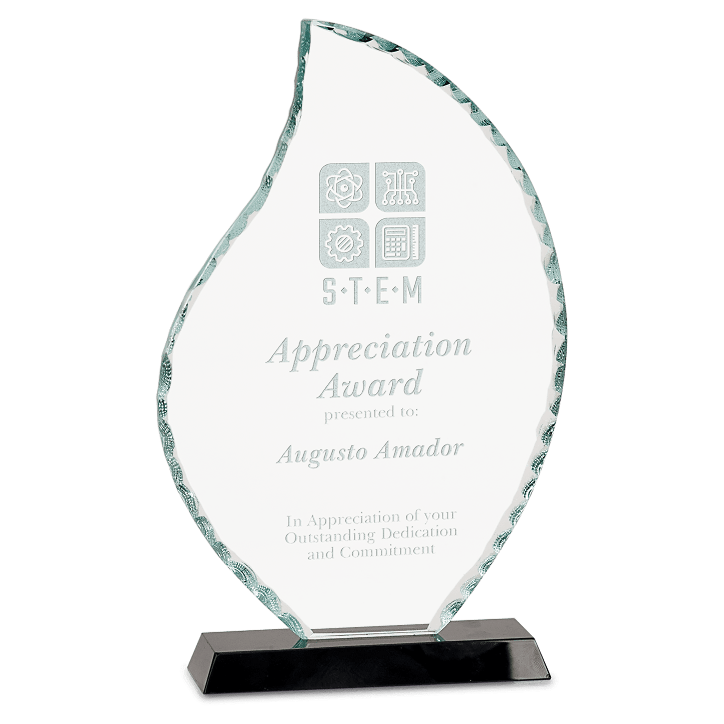 8 1/2" Flame Facet Glass on Black Base