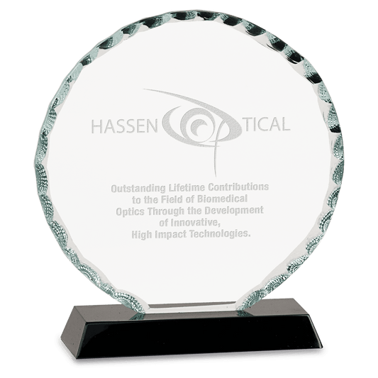 5" Round Facet Glass on Black Base