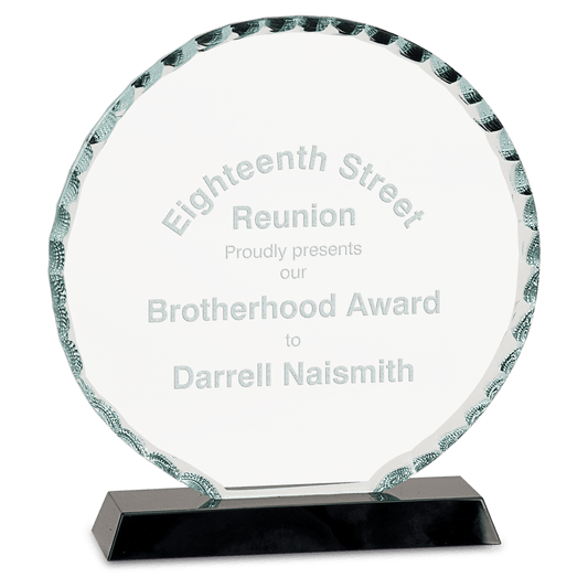 7 1/2" Round Facet Glass on Black Base