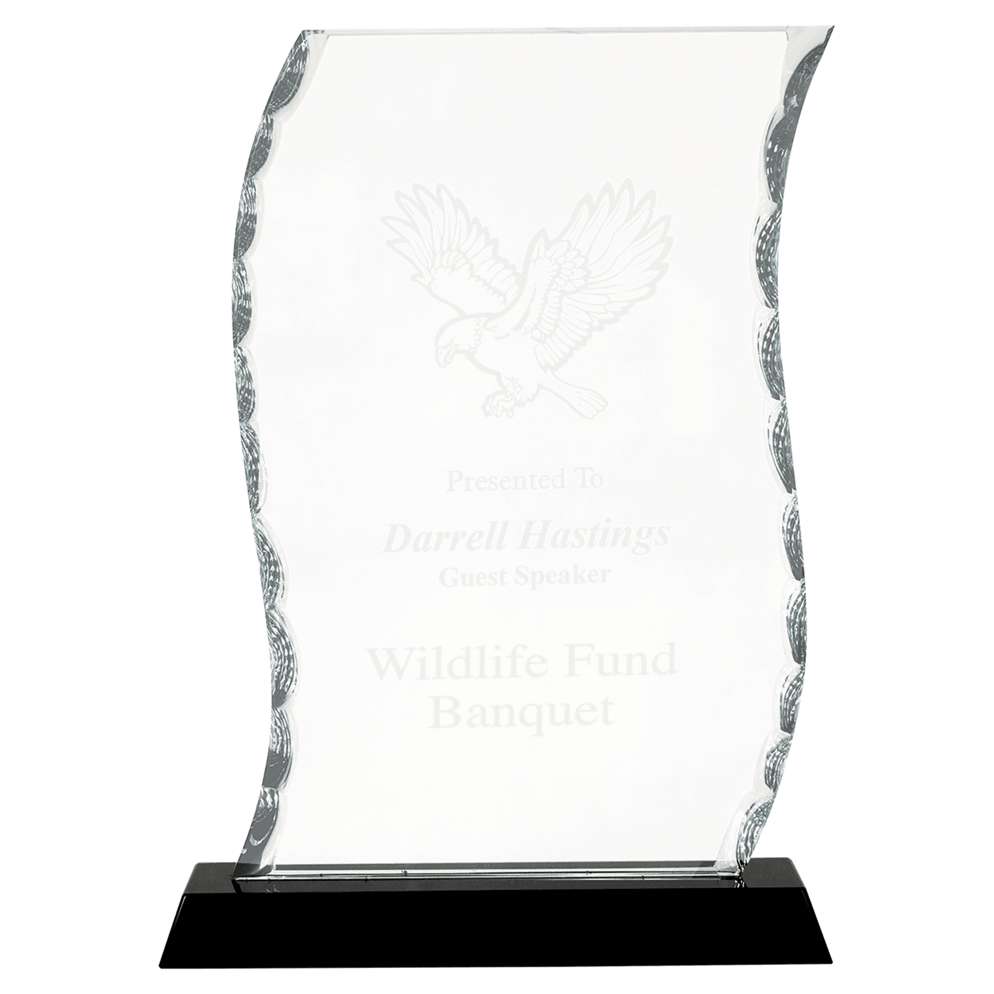 8 1/4" Scroll Facet Glass on Black Base