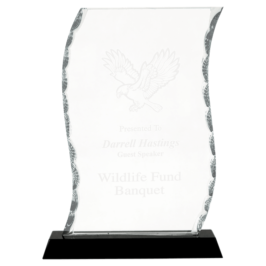 8 1/4" Scroll Facet Glass on Black Base