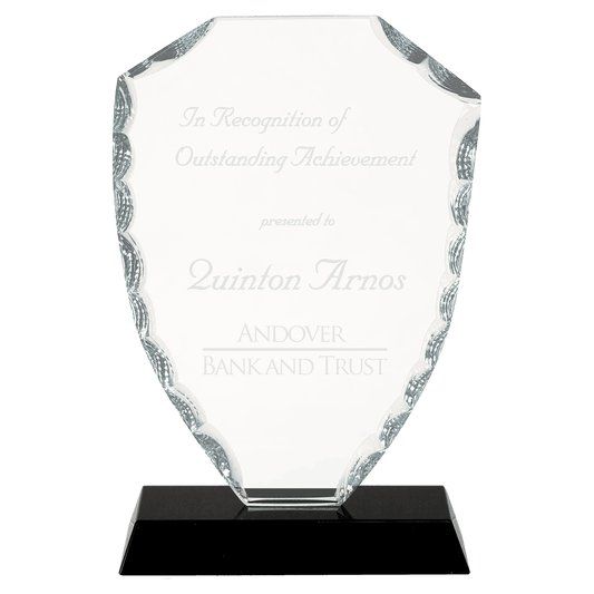 6 1/2" Shield Facet Glass on Black Base