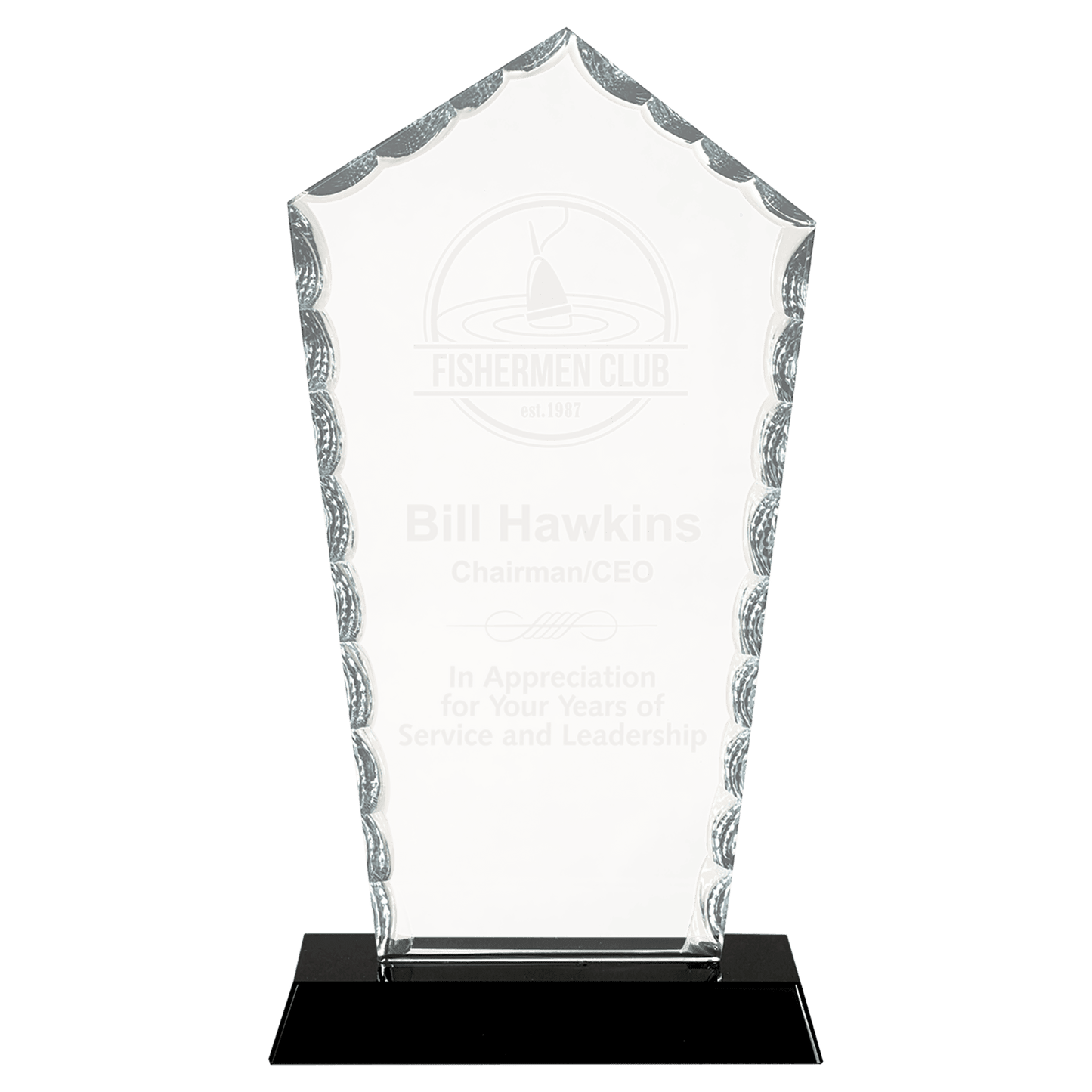 9" Diamond Facet Glass on Black Base