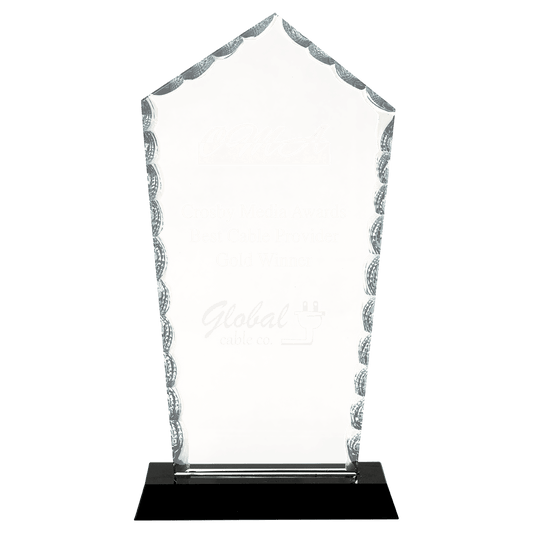 9 3/4" Diamond Facet Glass on Black Base