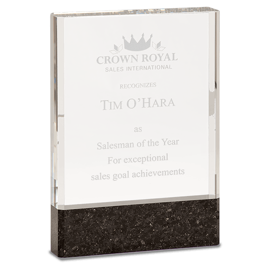 5" x 7" Clear Fusion Crystal Award with Genuine Black Marble