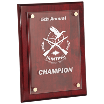 Rosewood 10 1/2" x 13" Piano Finish Floating Acrylic Plaque