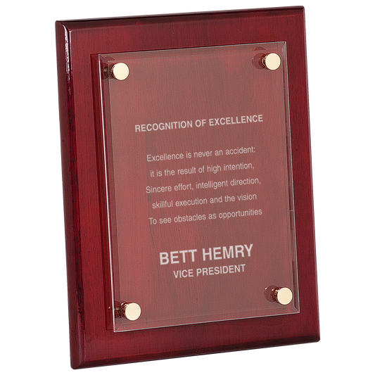 Rosewood 8" x 10" Piano Finish Floating Acrylic Plaque