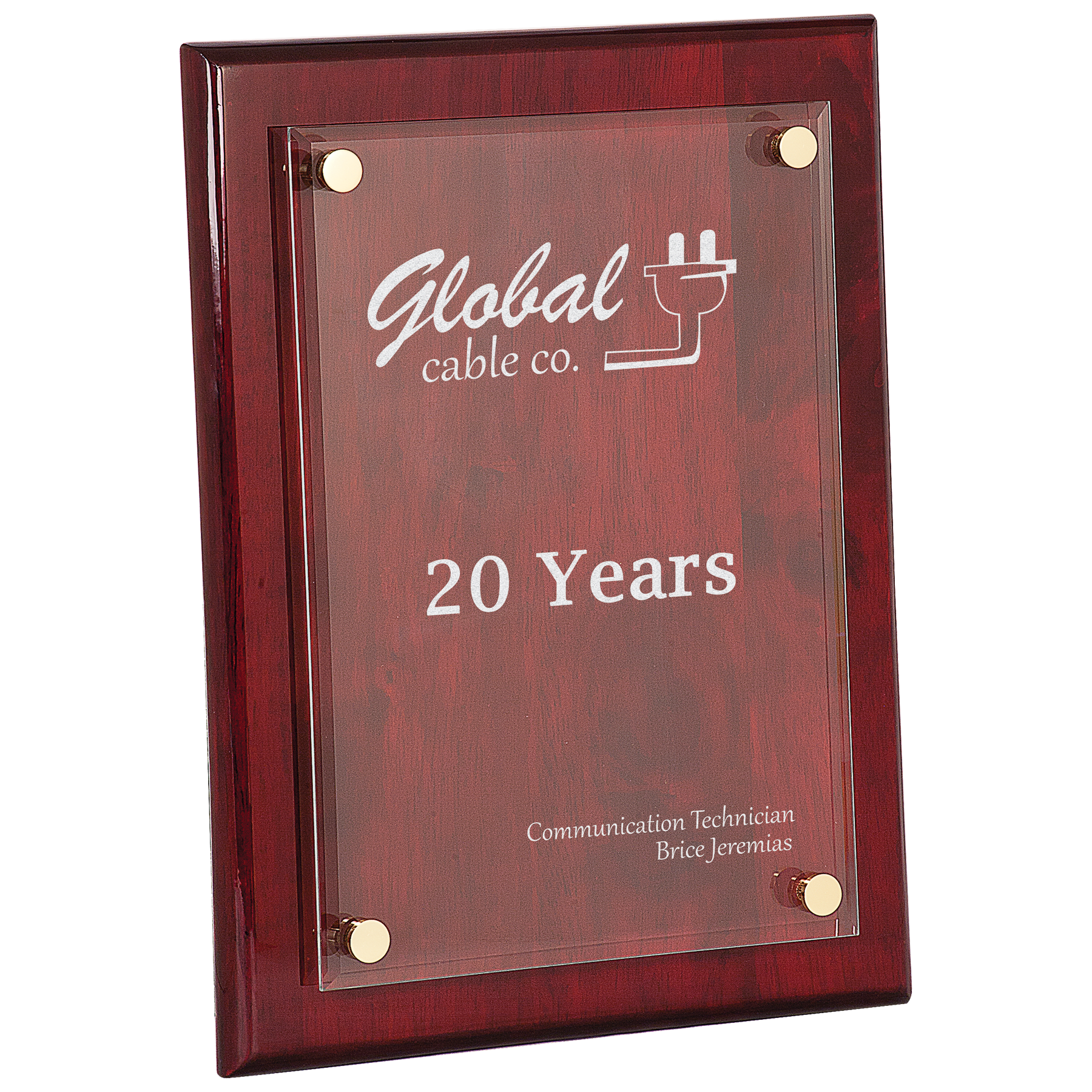 Rosewood 9" x 12" Piano Finish Floating Acrylic Plaque