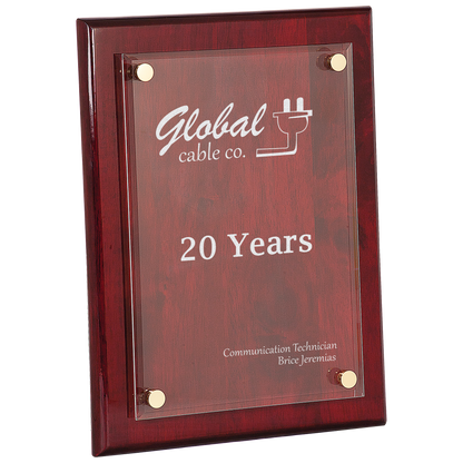 Rosewood 9" x 12" Piano Finish Floating Acrylic Plaque